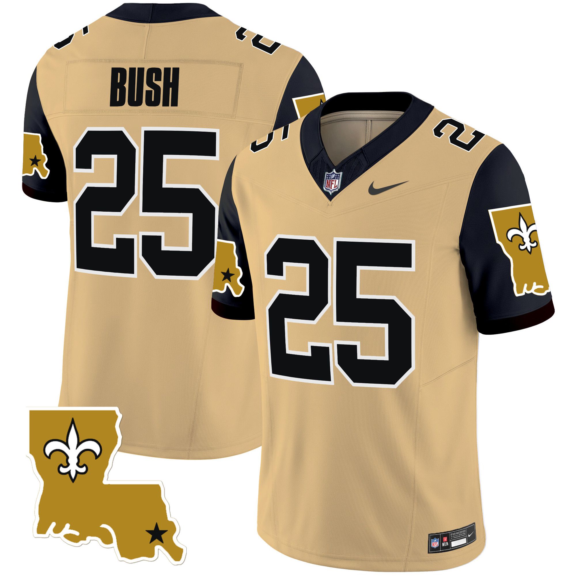 Men New Orleans Saints 25 Bush Yellow 2024 Nike 1987 Legacy Vapor Limited NFL Jersey